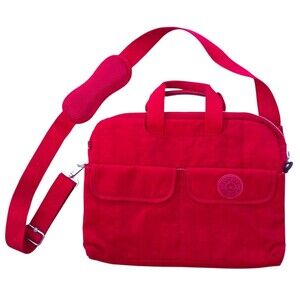 Kipling Crossbody Padded Laptop School Messenger Bag Adjustable Strap Red Nylon